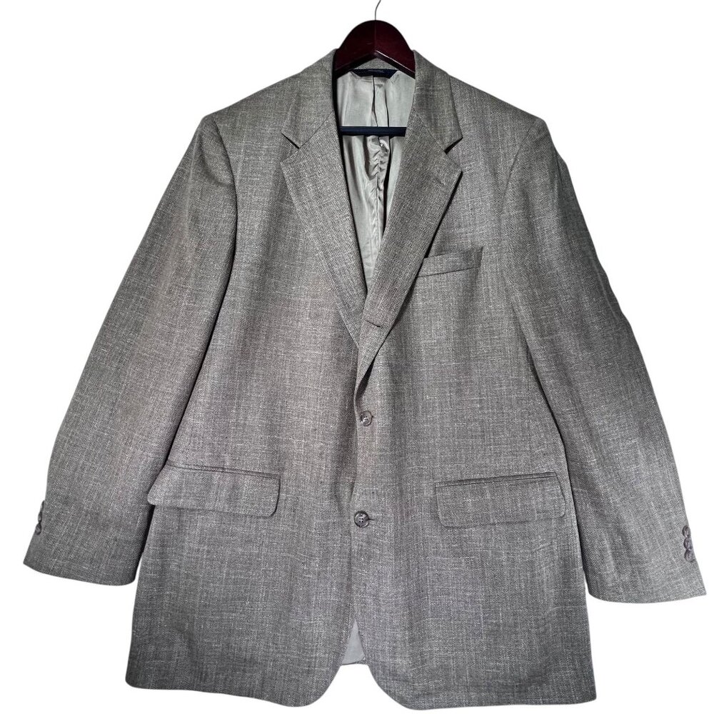 Brooks Brothers Mens Tan Brown Silk Wool Linen 2 Button Blazer Jacket 42L - Picture 1 of 11